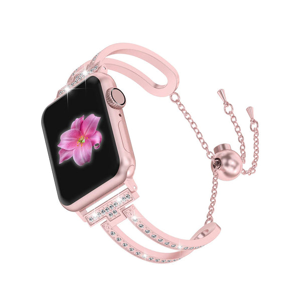 Wearlizer Apple Watch Band Bling Jewelry U-Type Wristband Steel with Rhinestone Bangle