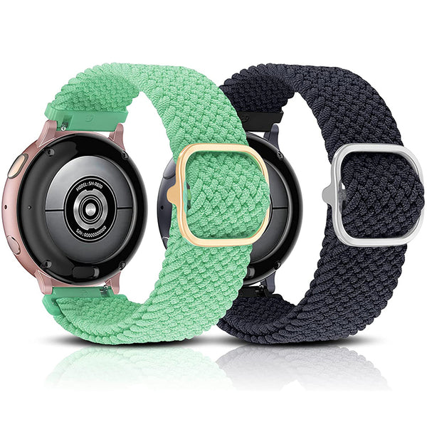 Wearlizer 2 Packs 20mm Elastic Watch Bands  Samsung Active 2 Watch Band/Galaxy Watch 4 40mm 44mm, Adjustable Strap for Galaxy Watch 4 Classic 42mm 46mm/Watch 3 41mm/Watch 42mm