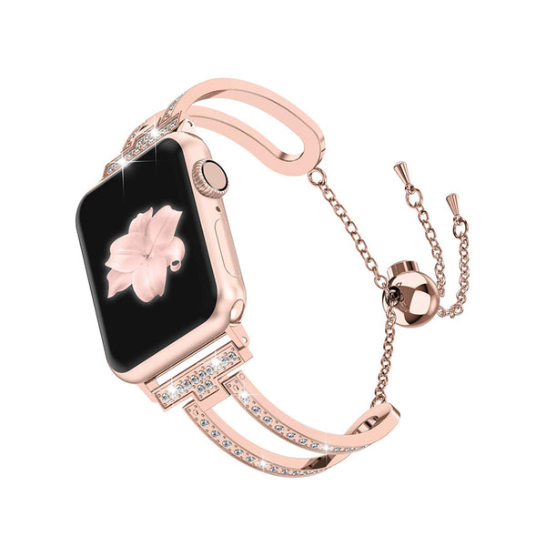 Wearlizer Apple Watch Band Bling Jewelry U-Type Wristband Steel with Rhinestone Bangle