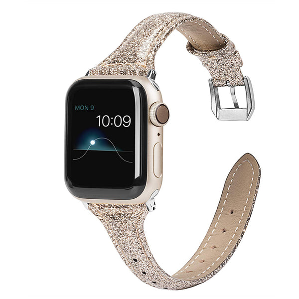 Wearlizer Thin Glitter Leather Apple Watch Bands