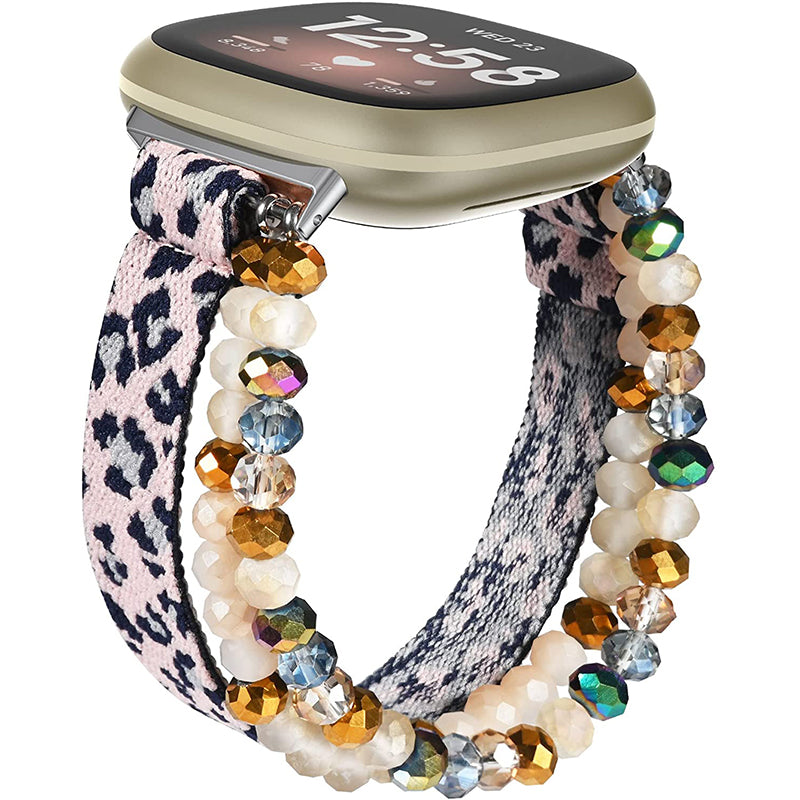 Fashion Bling Elastic Pearl Bead Strap For Fitbit Versa 1/2/3 & Sense - Luxury Style